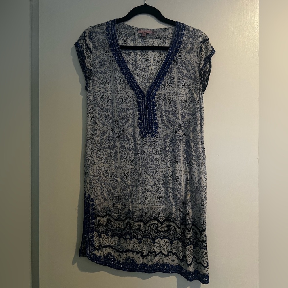Calypso St. Barth Blue and white tunic